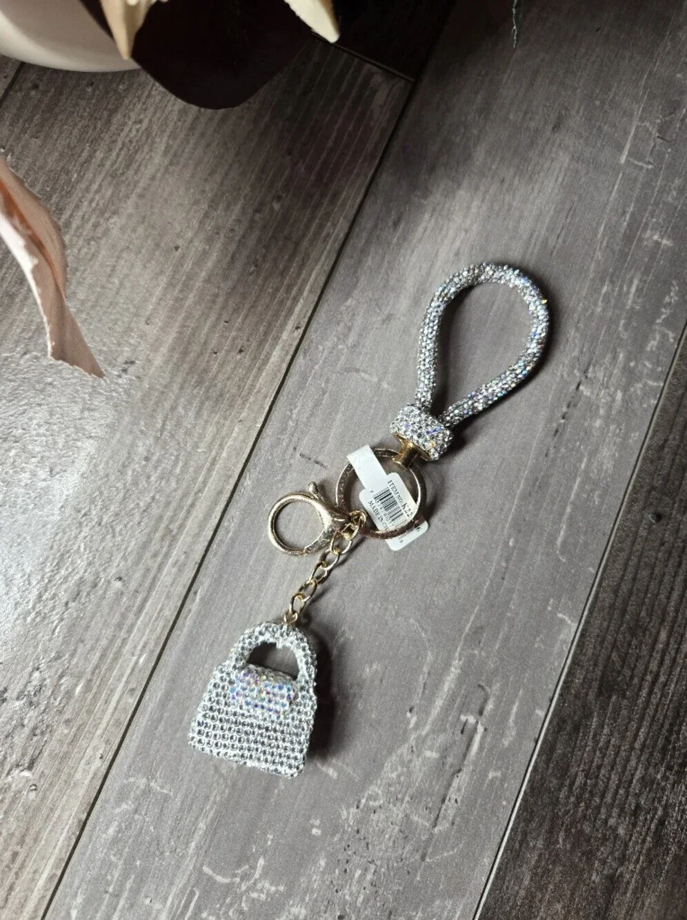 NWT Sparkling Crystal Loop Purse Keychain Wristlet - Silver Sparkle
